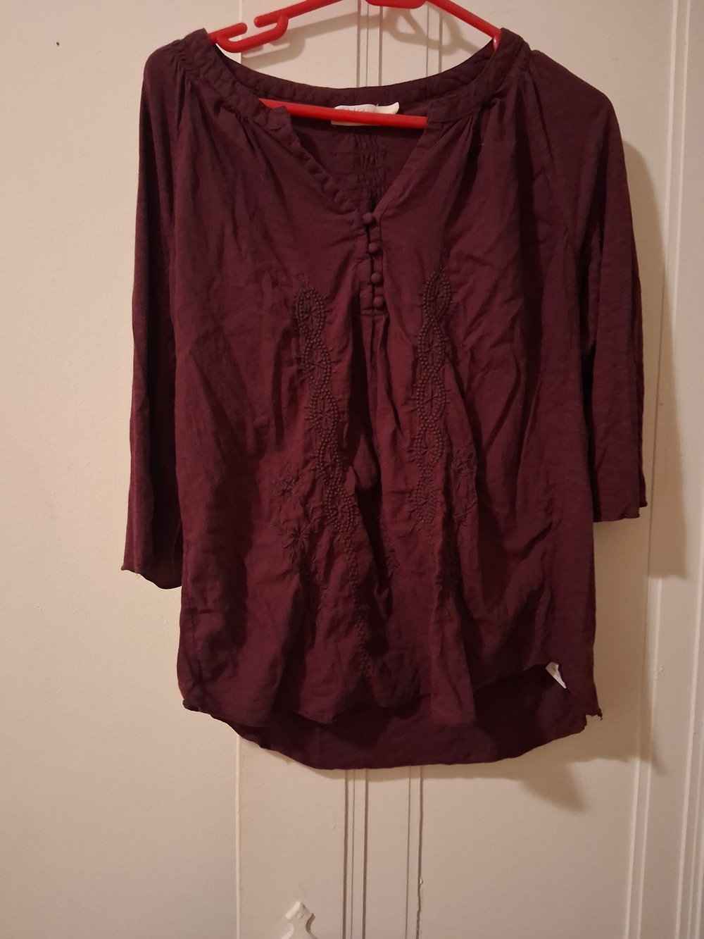 Faded Glory Embroidered Tunic in Purple Size Large